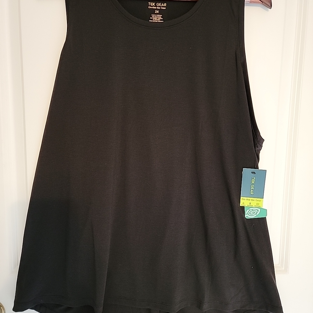 Tek Gear On The Go Gear Plus Size 2x Racerback Hi Low Tank Top Black NWT